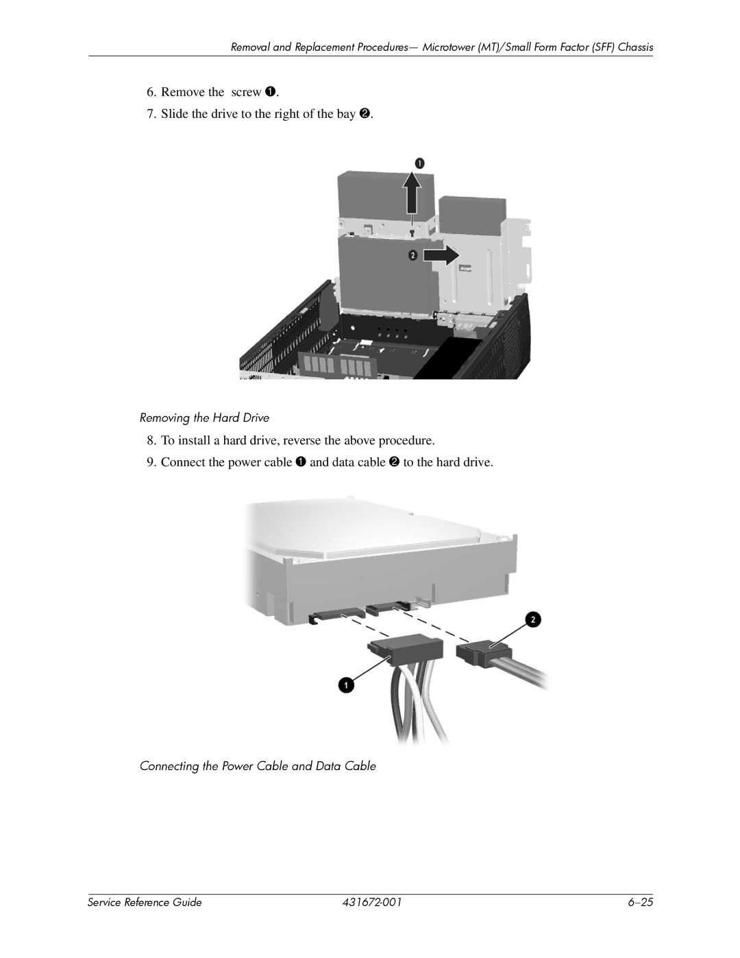 HP dx2700 manual Remove the screw Slide the drive to the right of the bay 