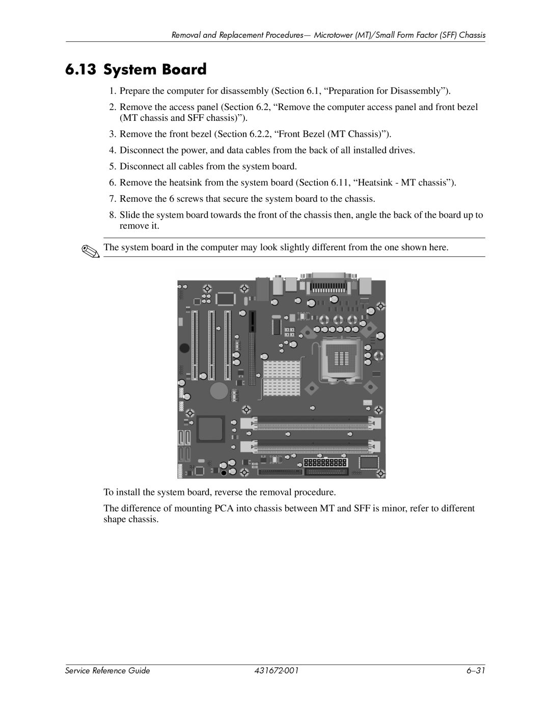 HP dx2700 manual System Board 