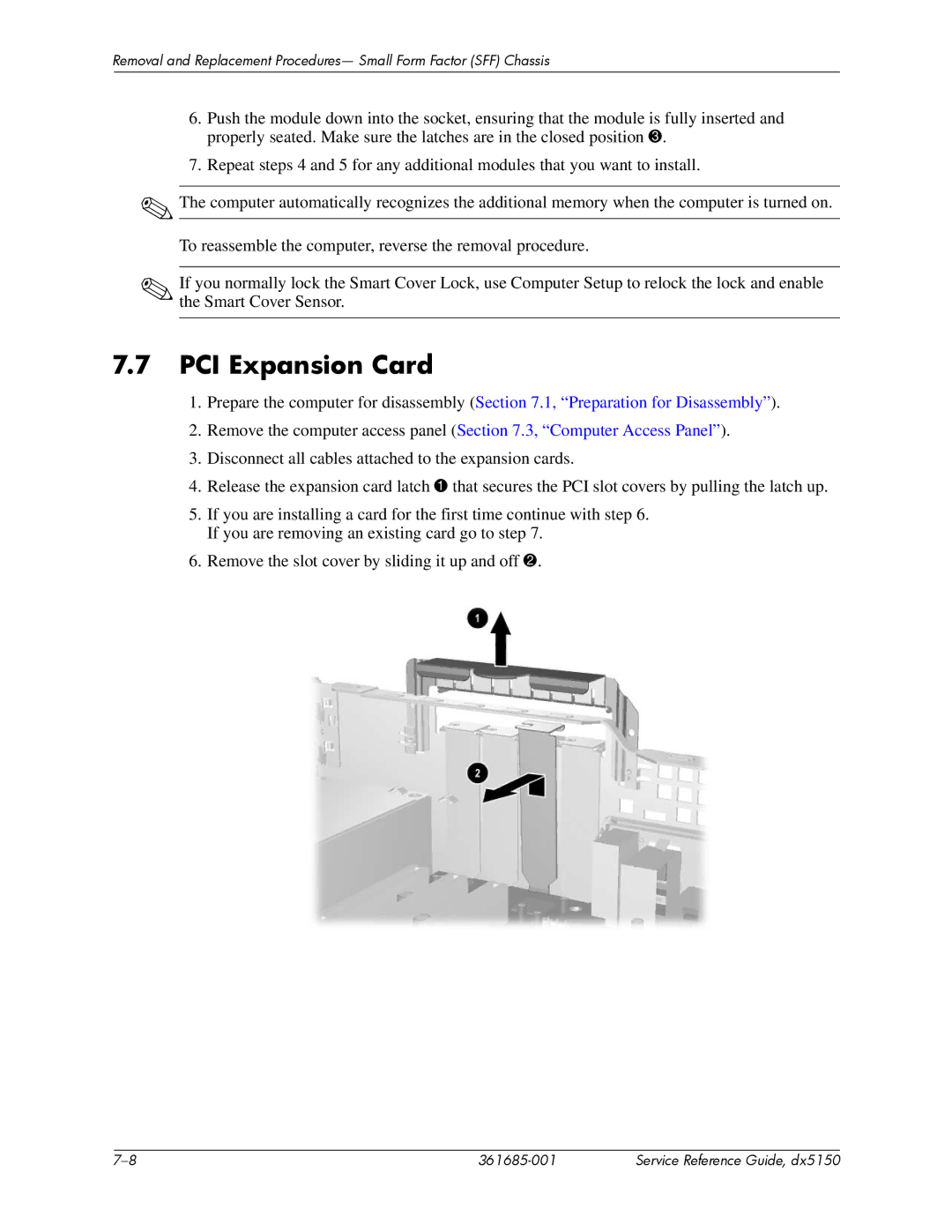 HP dx5150 manual PCI Expansion Card 