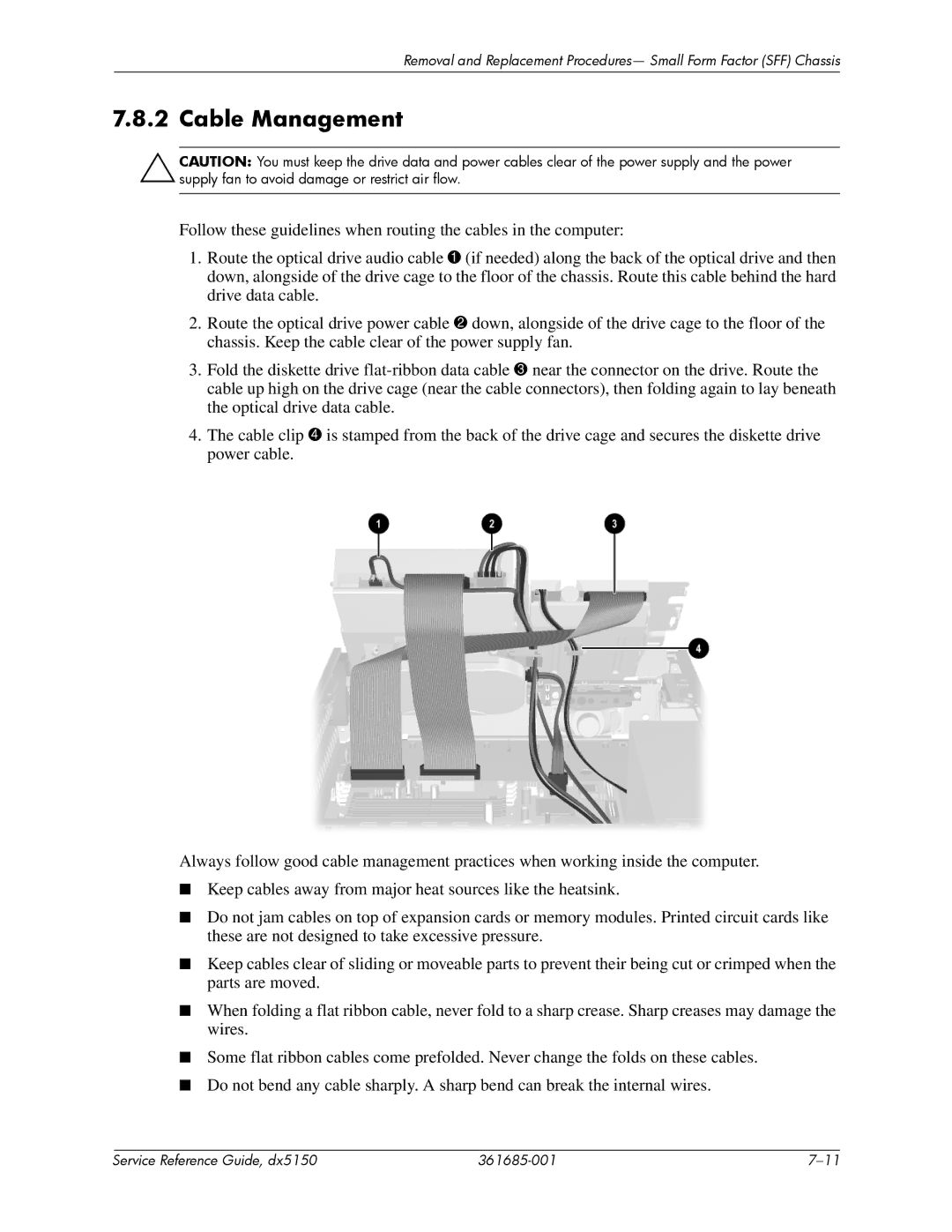 HP dx5150 manual Cable Management 