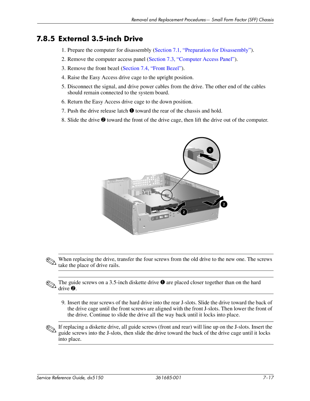 HP dx5150 manual External 3.5-inch Drive 