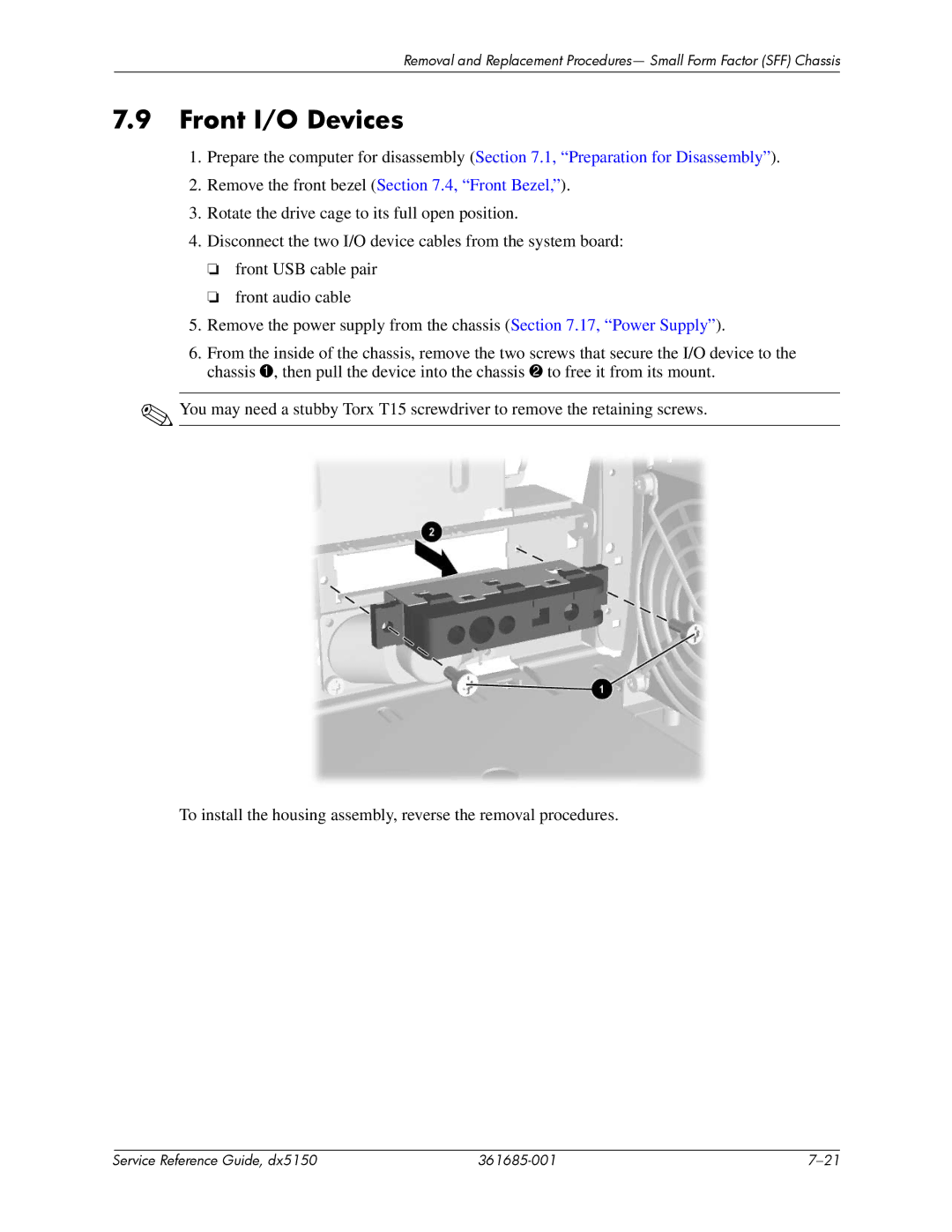 HP dx5150 manual Front I/O Devices 