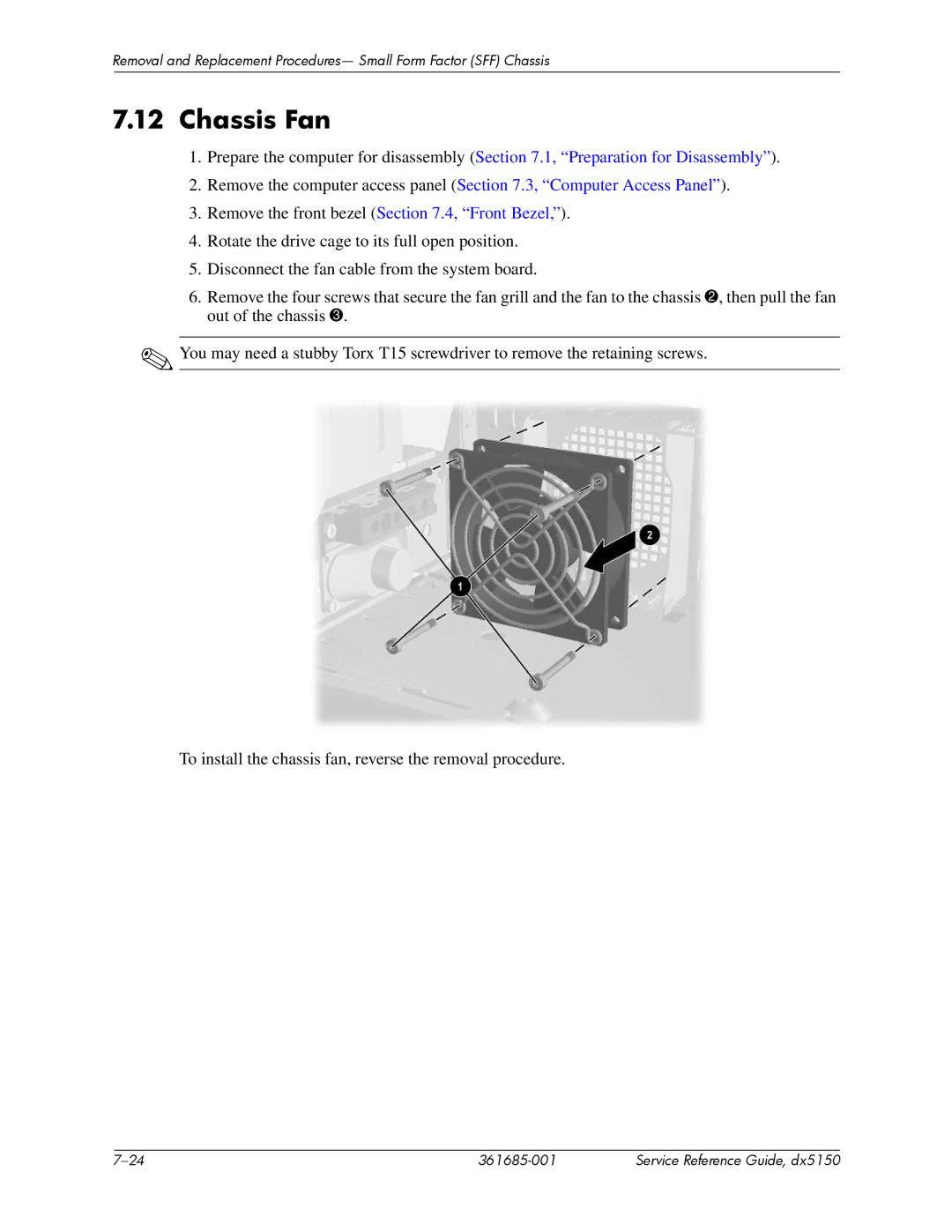 HP dx5150 manual Chassis Fan 