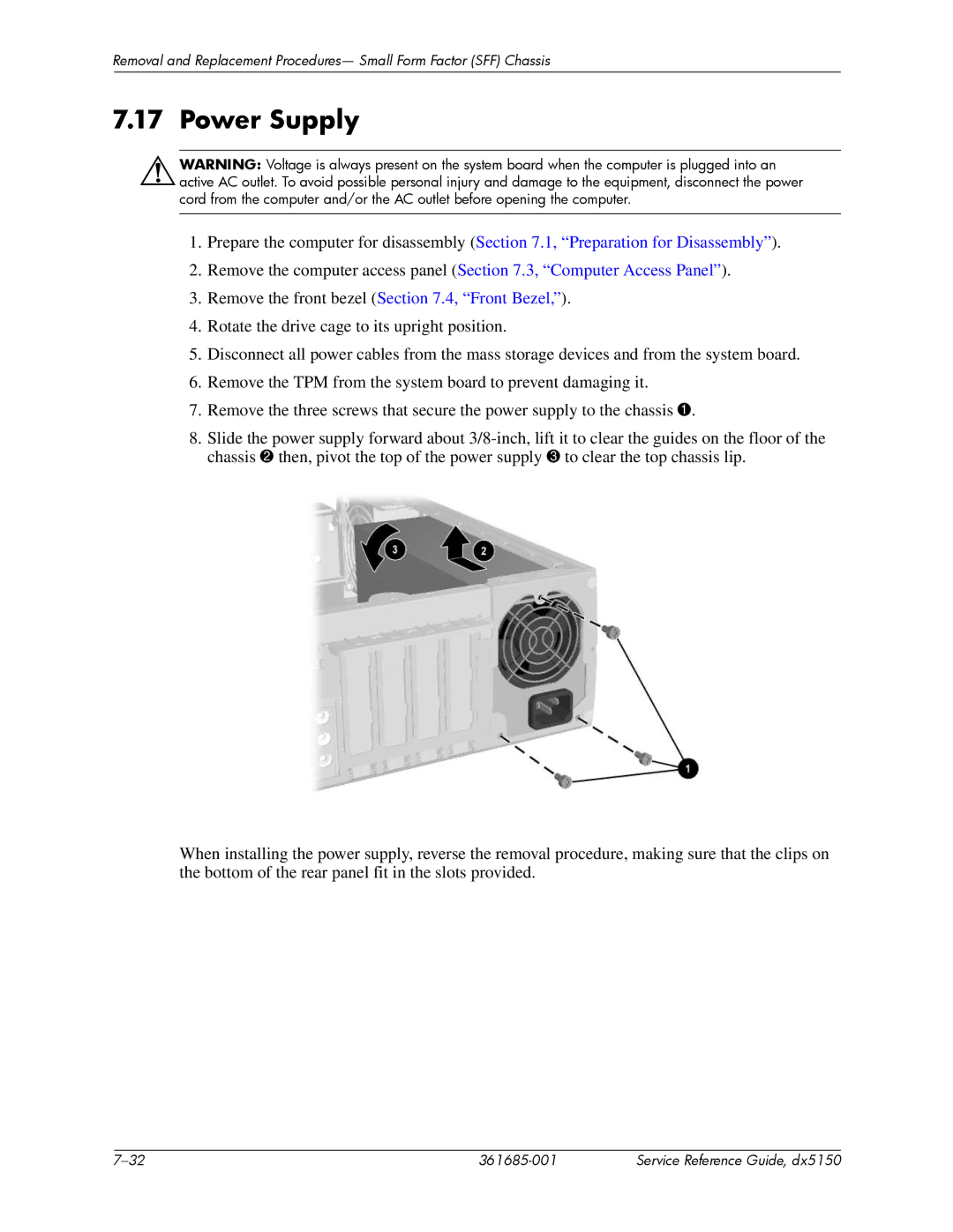 HP dx5150 manual Power Supply 