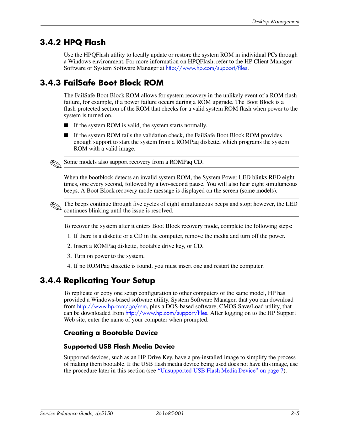 HP dx5150 manual HPQ Flash, FailSafe Boot Block ROM, Replicating Your Setup, Creating a Bootable Device 