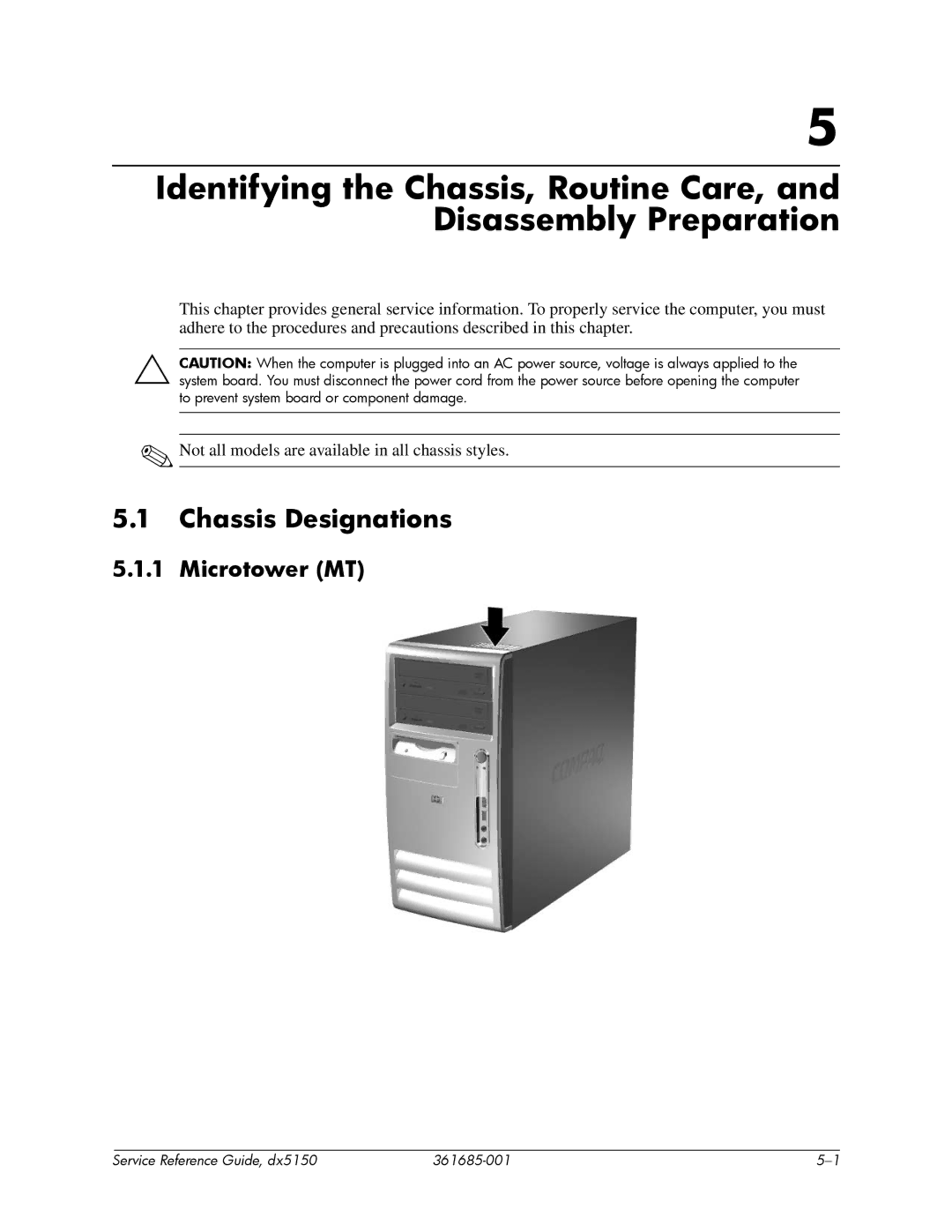 HP dx5150 manual Chassis Designations, Microtower MT 