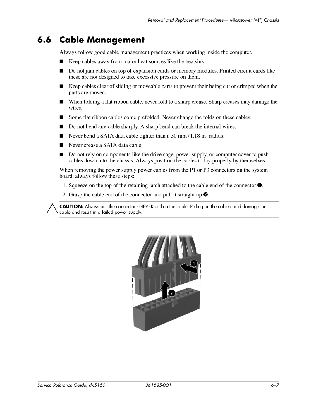 HP dx5150 manual Cable Management 