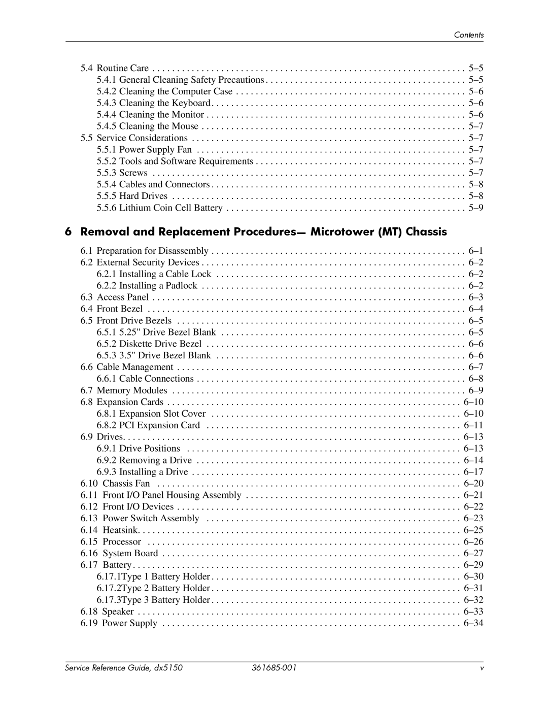 HP dx5150 manual Removal and Replacement Procedures- Microtower MT Chassis 
