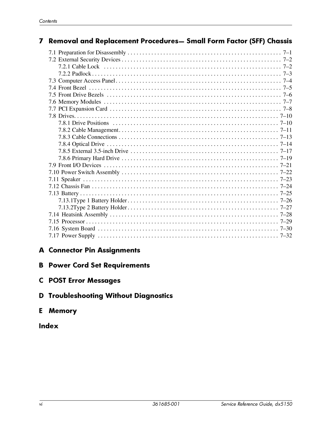 HP dx5150 manual Contents 