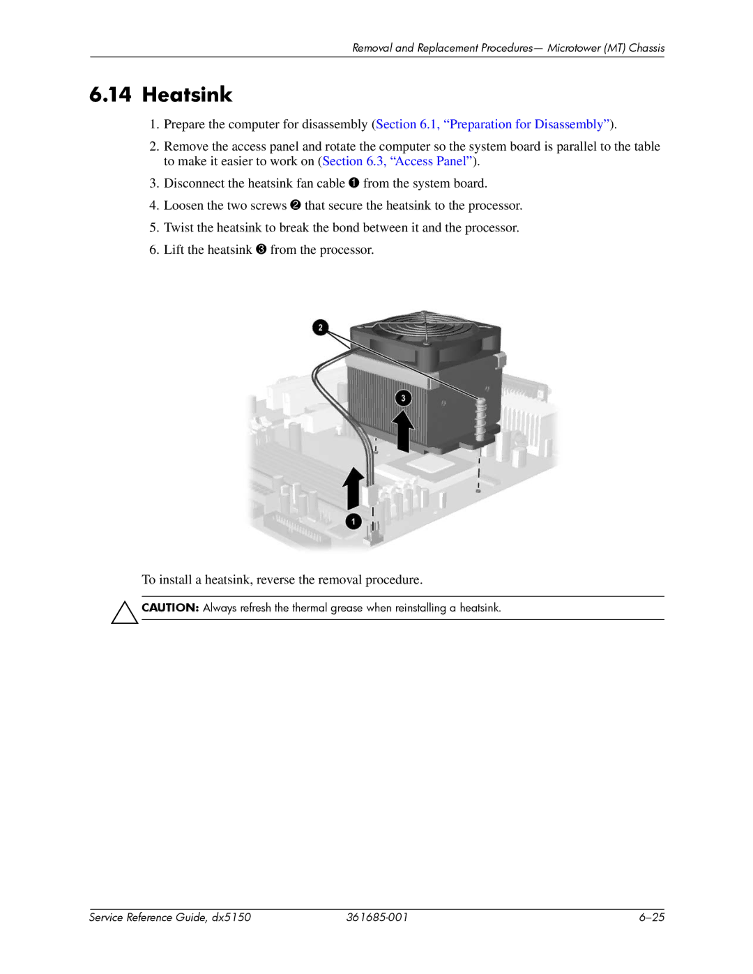 HP dx5150 manual Heatsink 