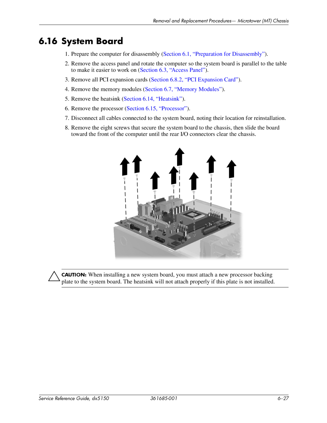 HP dx5150 manual System Board 