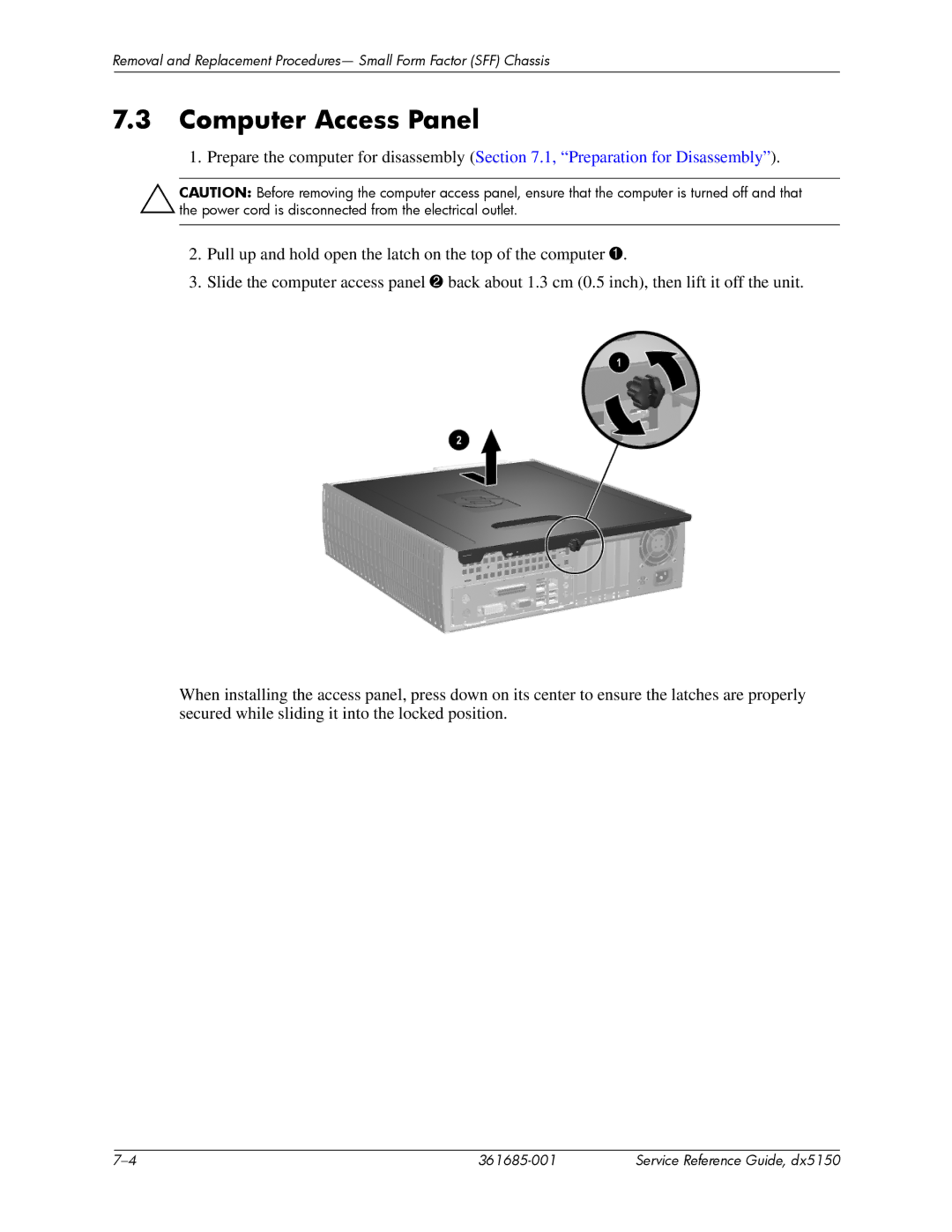 HP dx5150 manual Computer Access Panel 