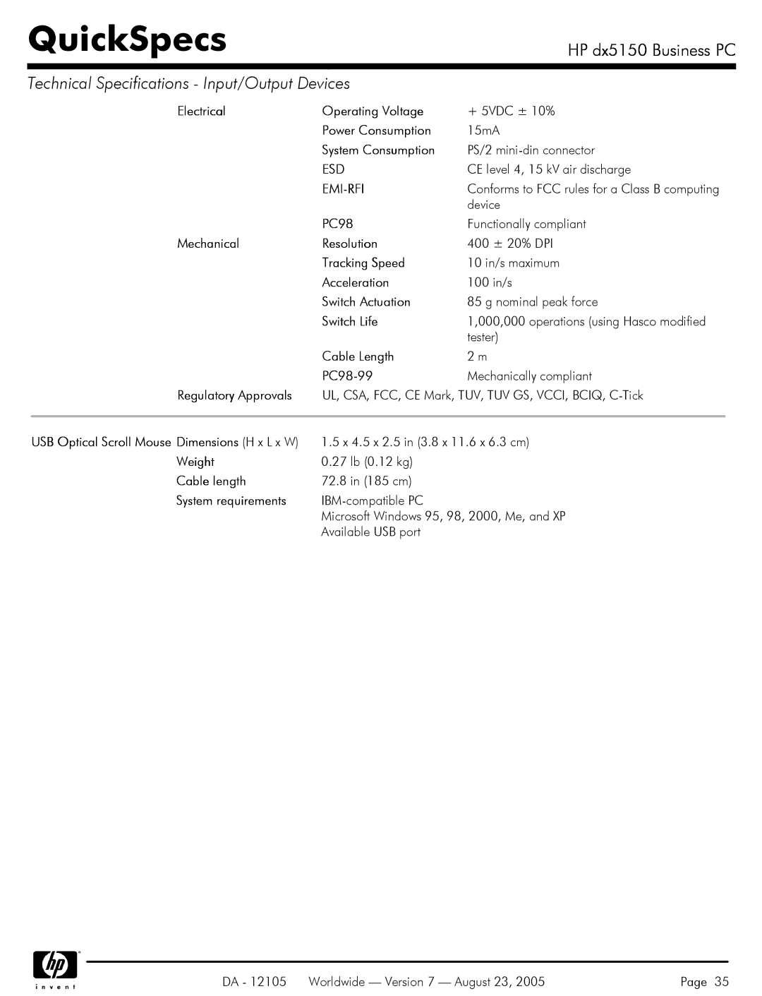 HP dx5150 manual Emi-Rfi 