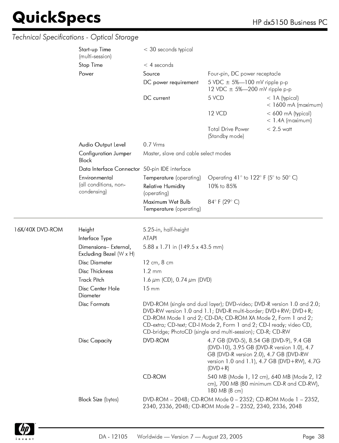 HP dx5150 manual Dvd-Rom, Cd-Rom 