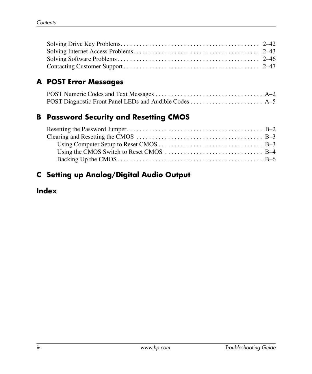 HP dx5150 manual Setting up Analog/Digital Audio Output Index 