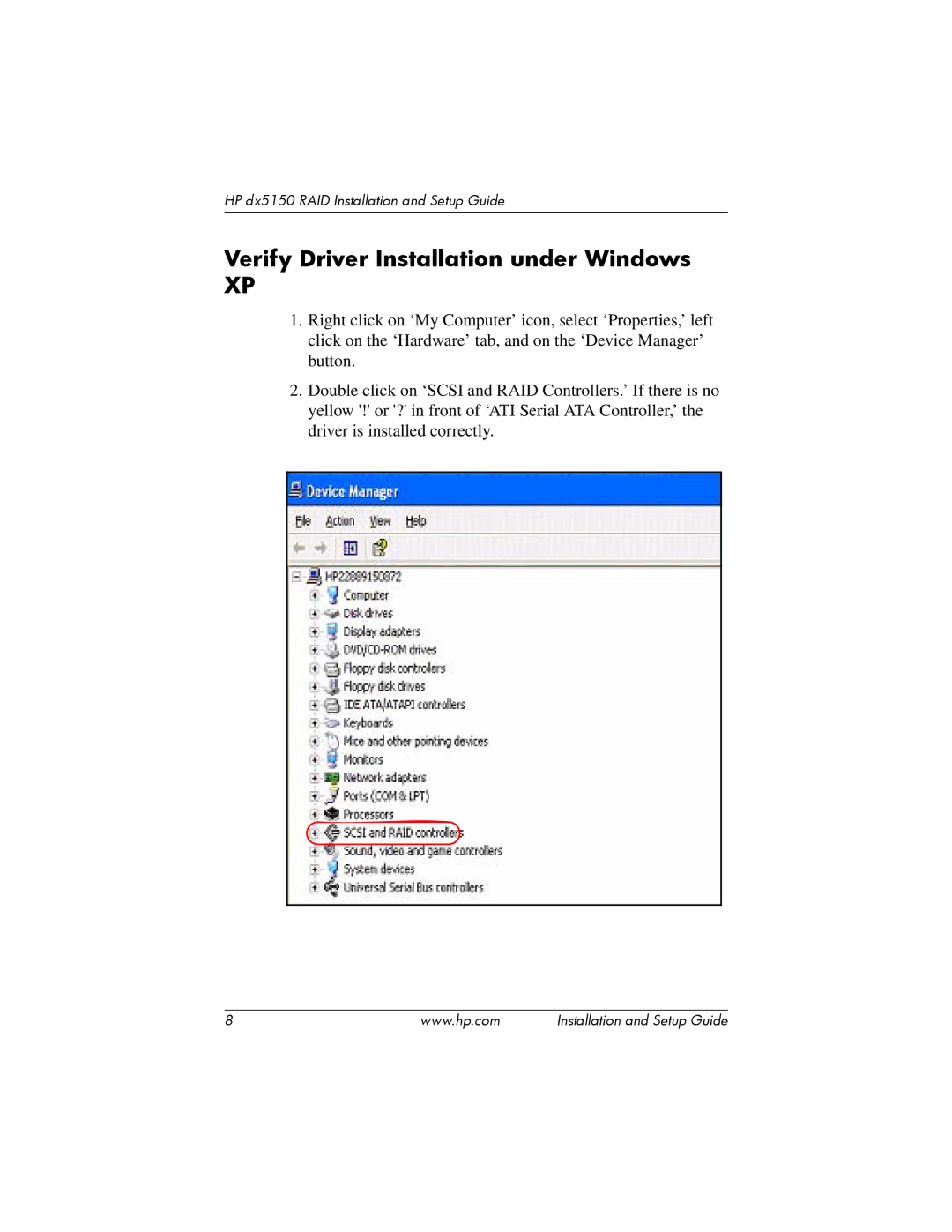 HP dx5150 manual Verify Driver Installation under Windows 