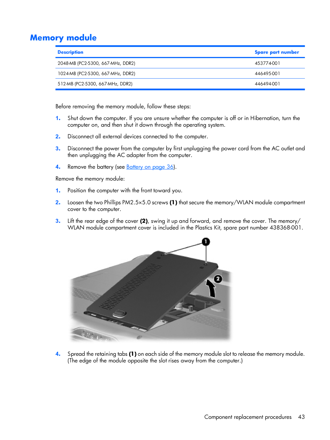 HP DX6500 manual Memory module 