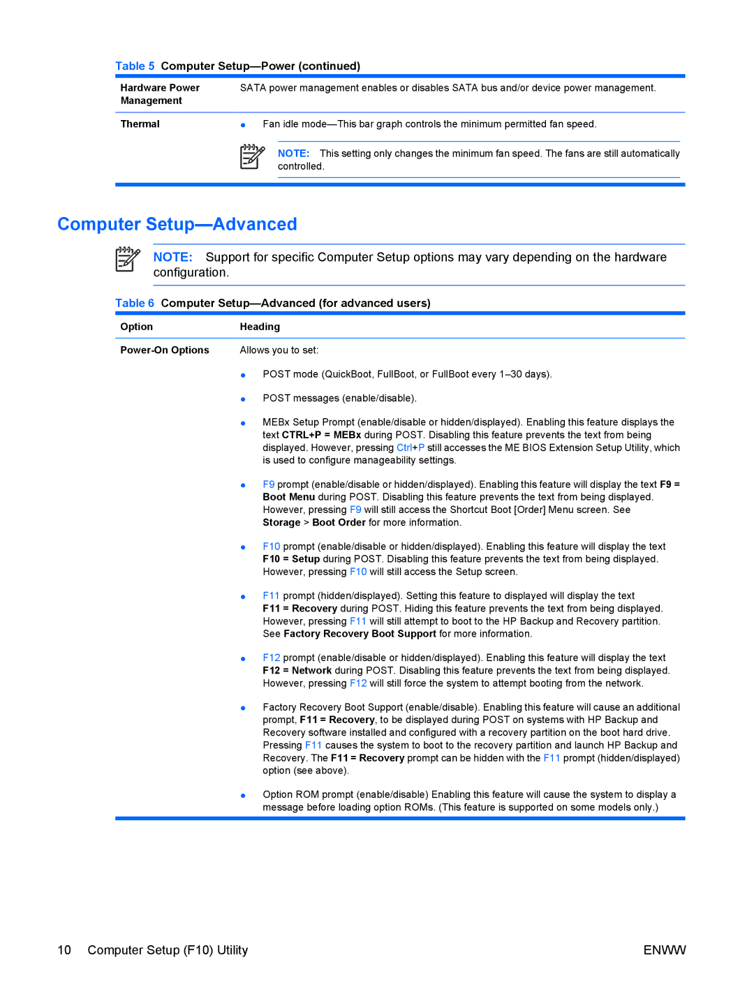 HP dx7300 manual Computer Setup-Advanced for advanced users 