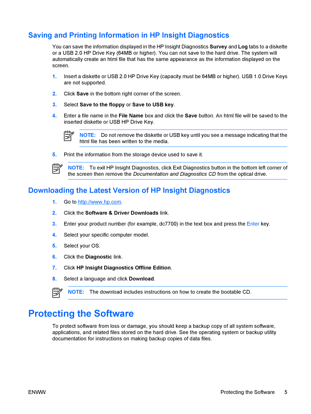 HP dx7300 manual Protecting the Software, Select a language and click Download 