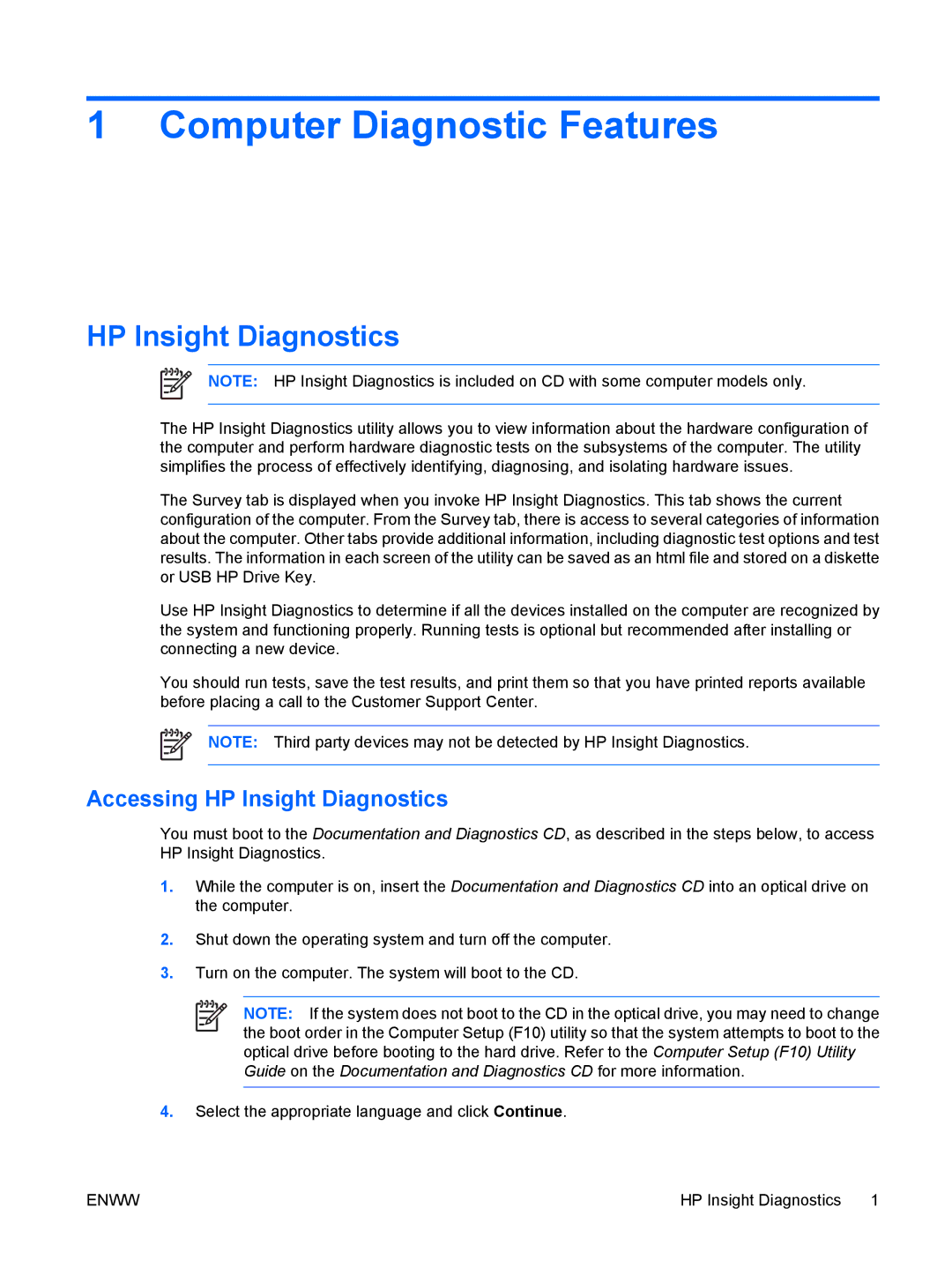 HP dx7300 manual HP Insight Diagnostics 