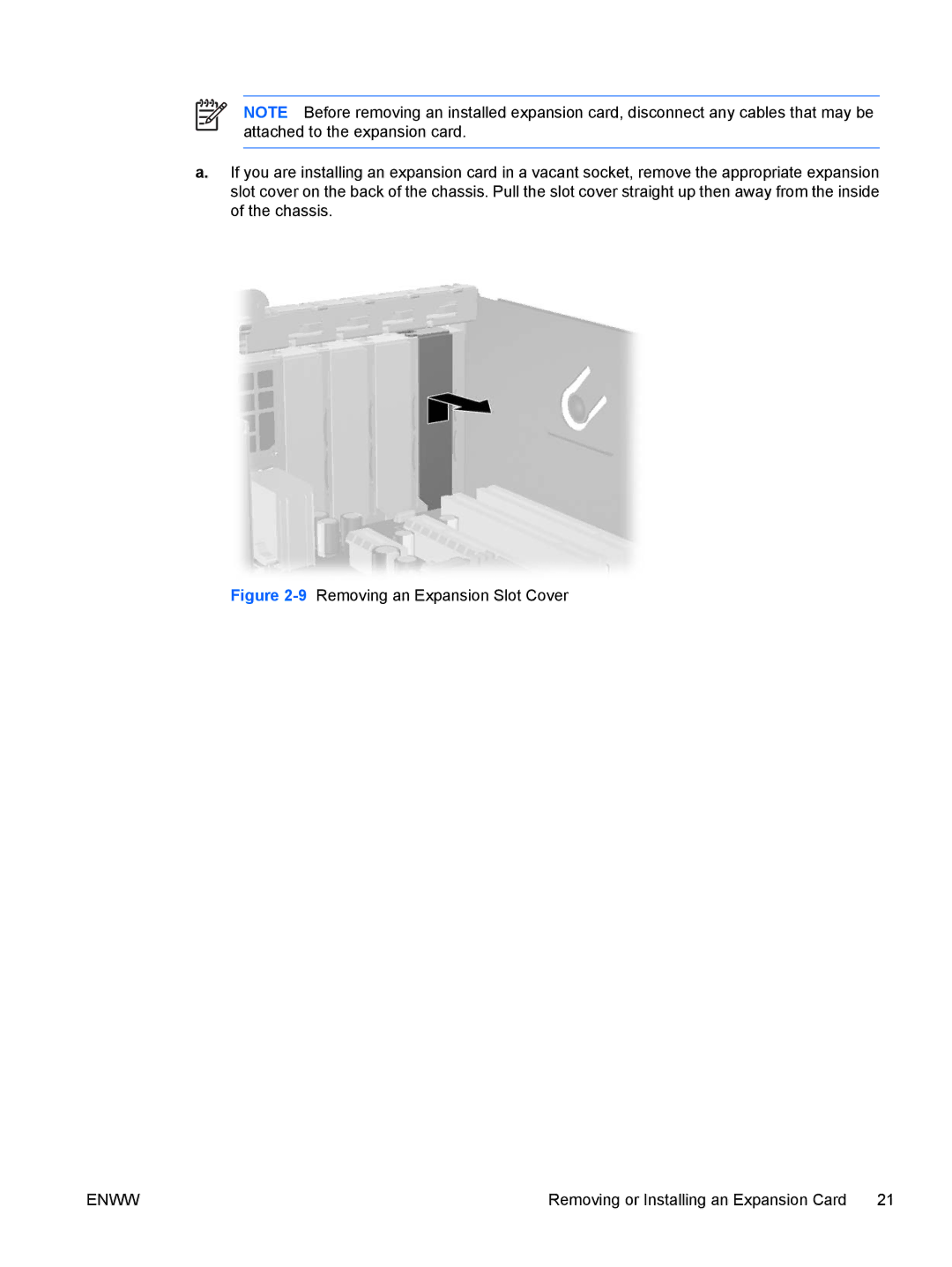 HP dx7300 manual 9Removing an Expansion Slot Cover 