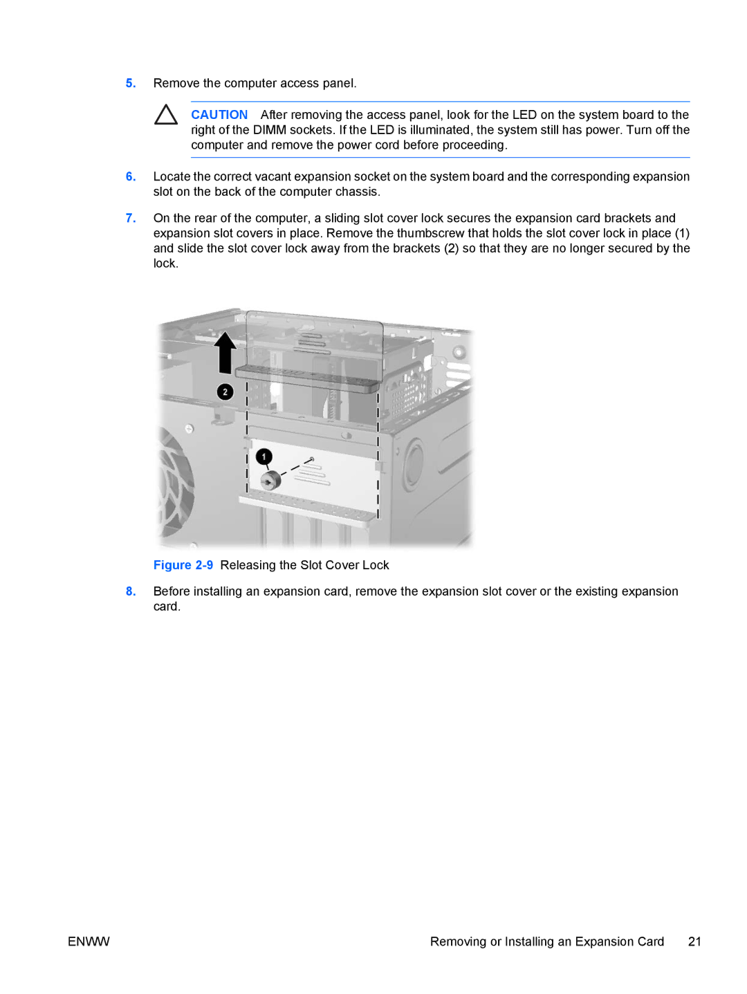 HP dx7300 manual Removing or Installing an Expansion Card 