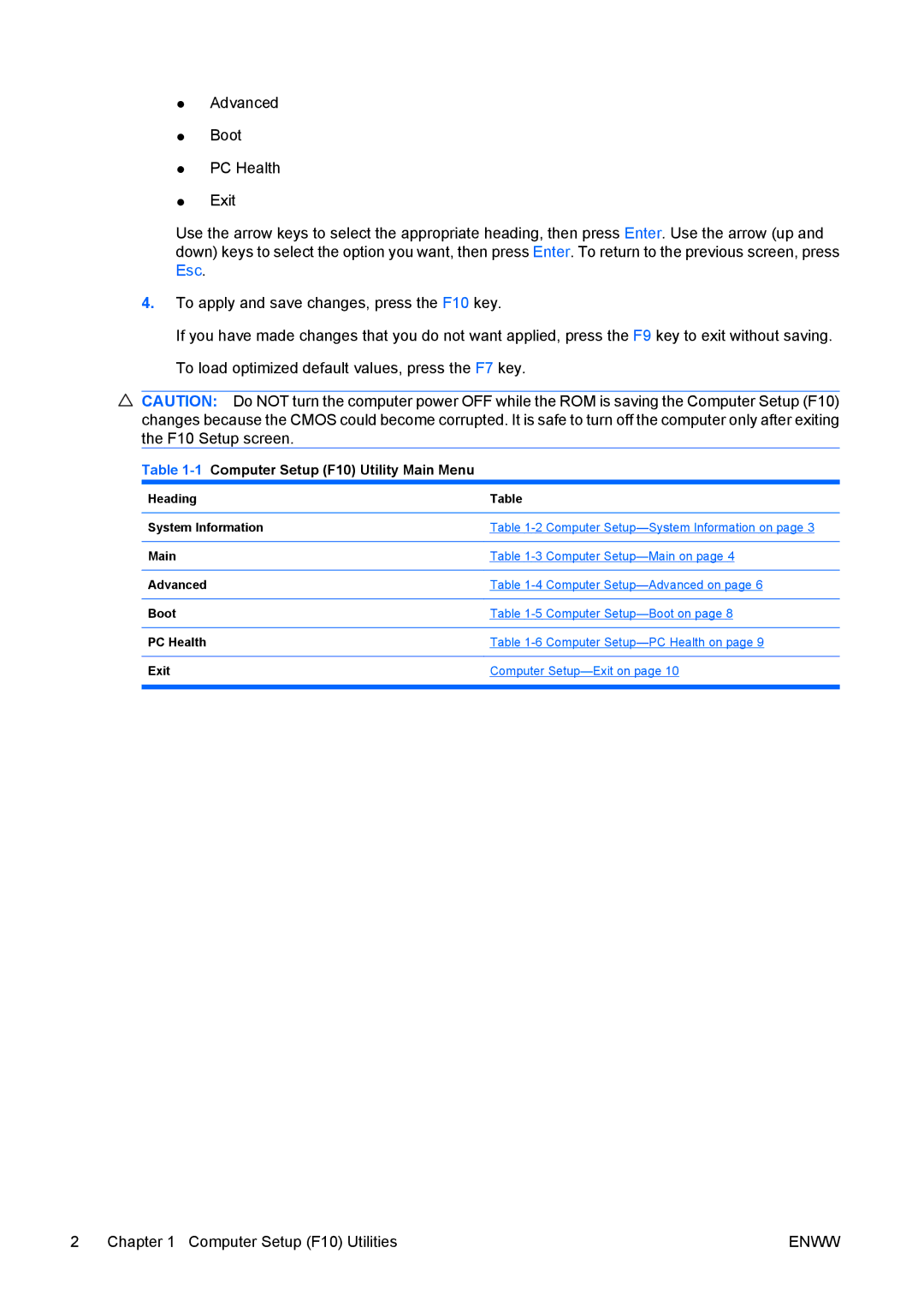 HP dx7400 manual 1Computer Setup F10 Utility Main Menu 