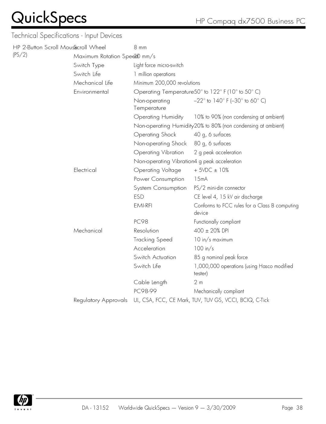 HP DX7500 manual CE level 4, 15 kV air discharge, Emi-Rfi 