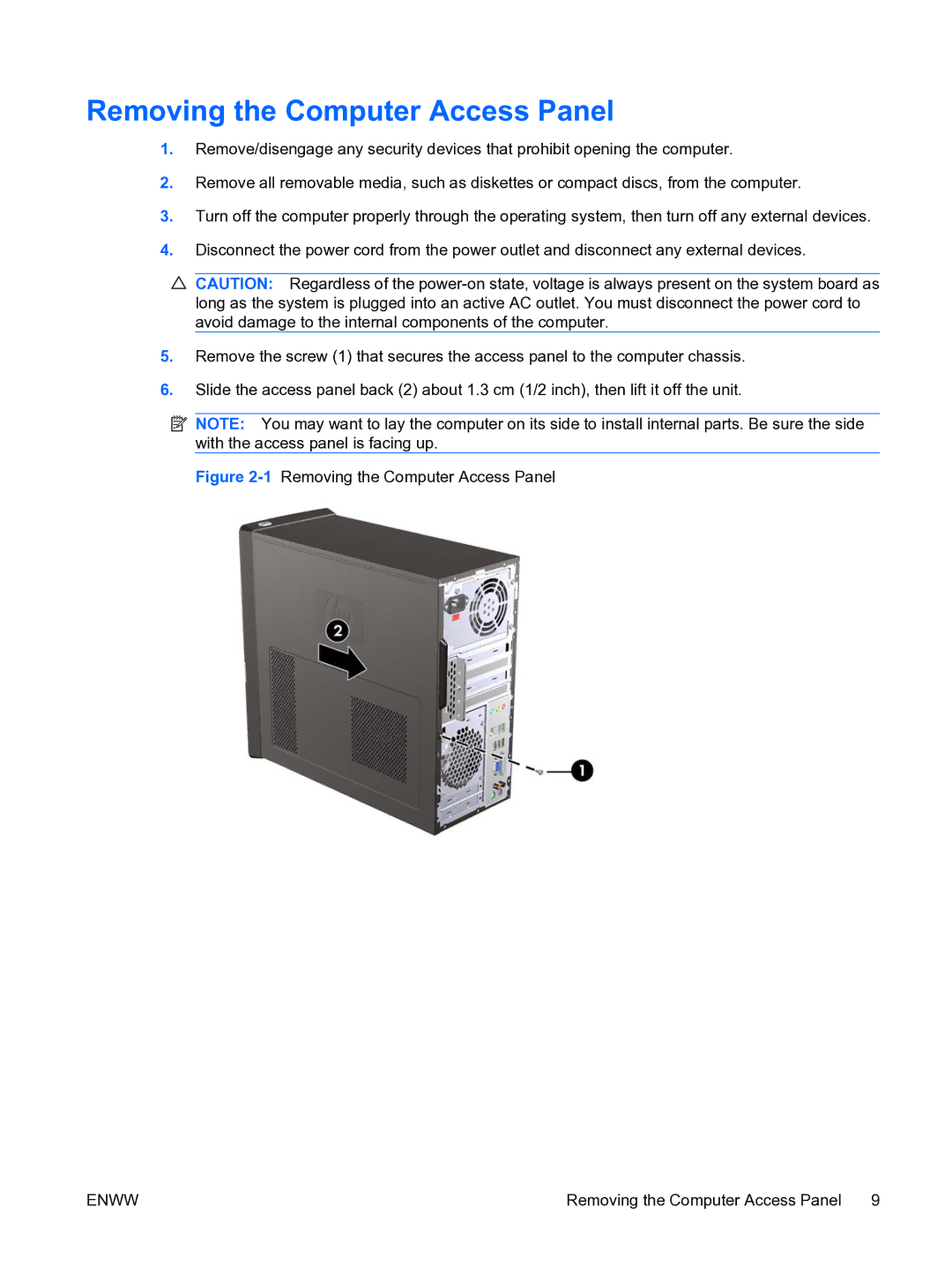 HP DX7500 manual 1Removing the Computer Access Panel 