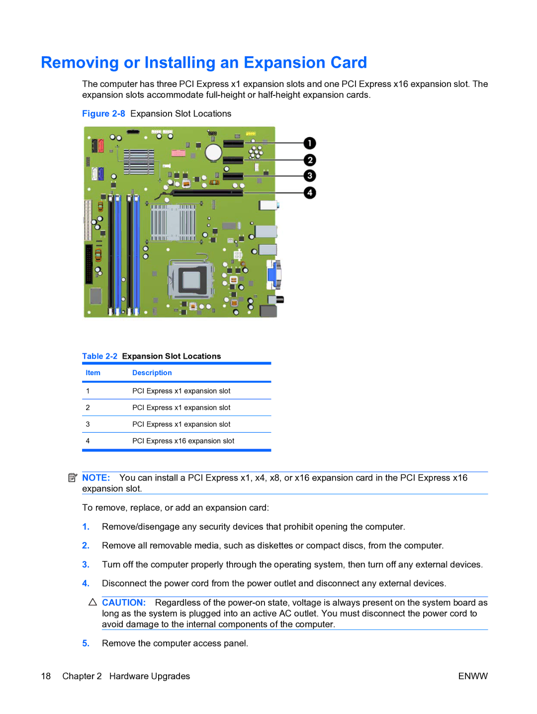 HP DX7500 manual Removing or Installing an Expansion Card, 2Expansion Slot Locations 