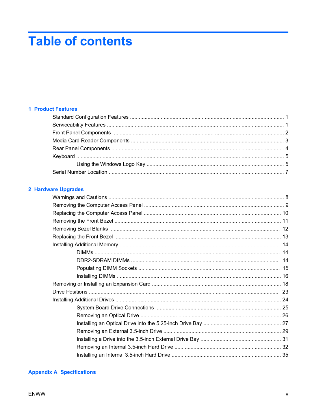 HP DX7500 manual Table of contents 