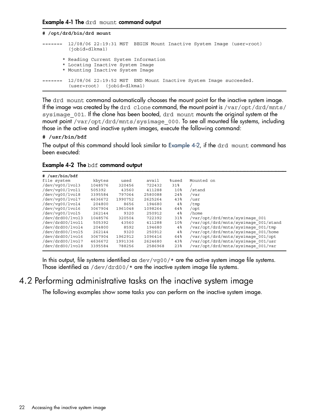 HP Dynamic Root Disk (DRD) manual Performing administrative tasks on the inactive system image 