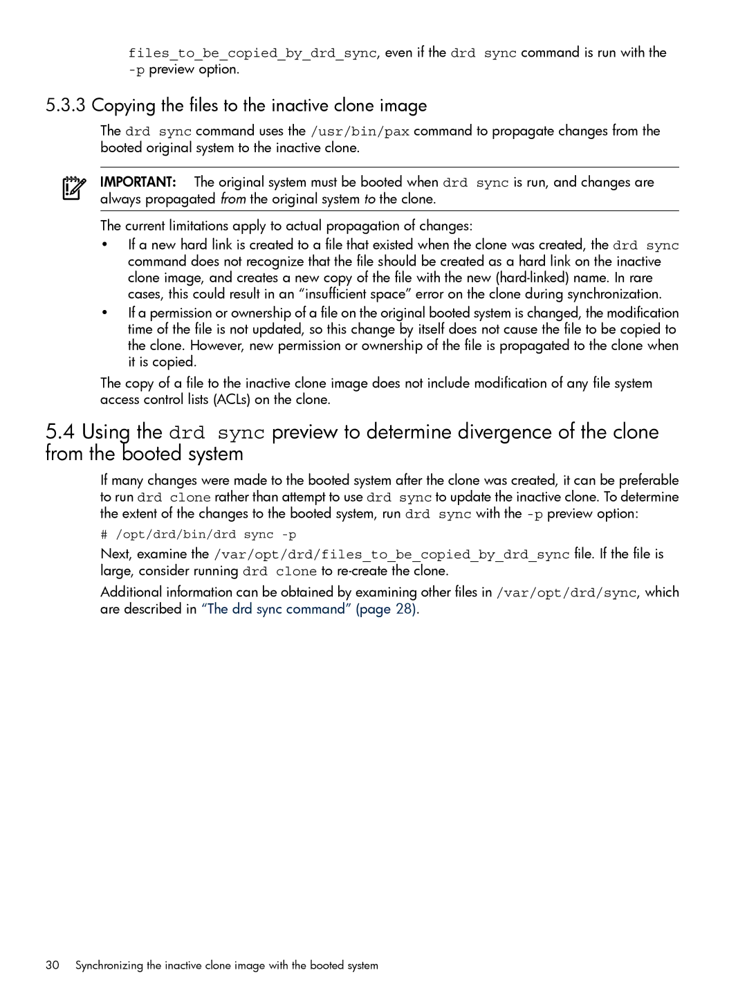 HP Dynamic Root Disk (DRD) manual Copying the files to the inactive clone image 