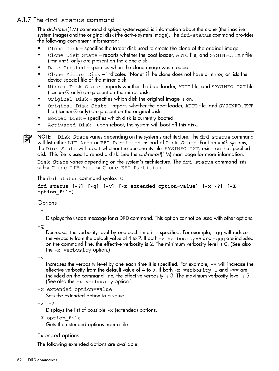 HP Dynamic Root Disk (DRD) manual Drd status command 