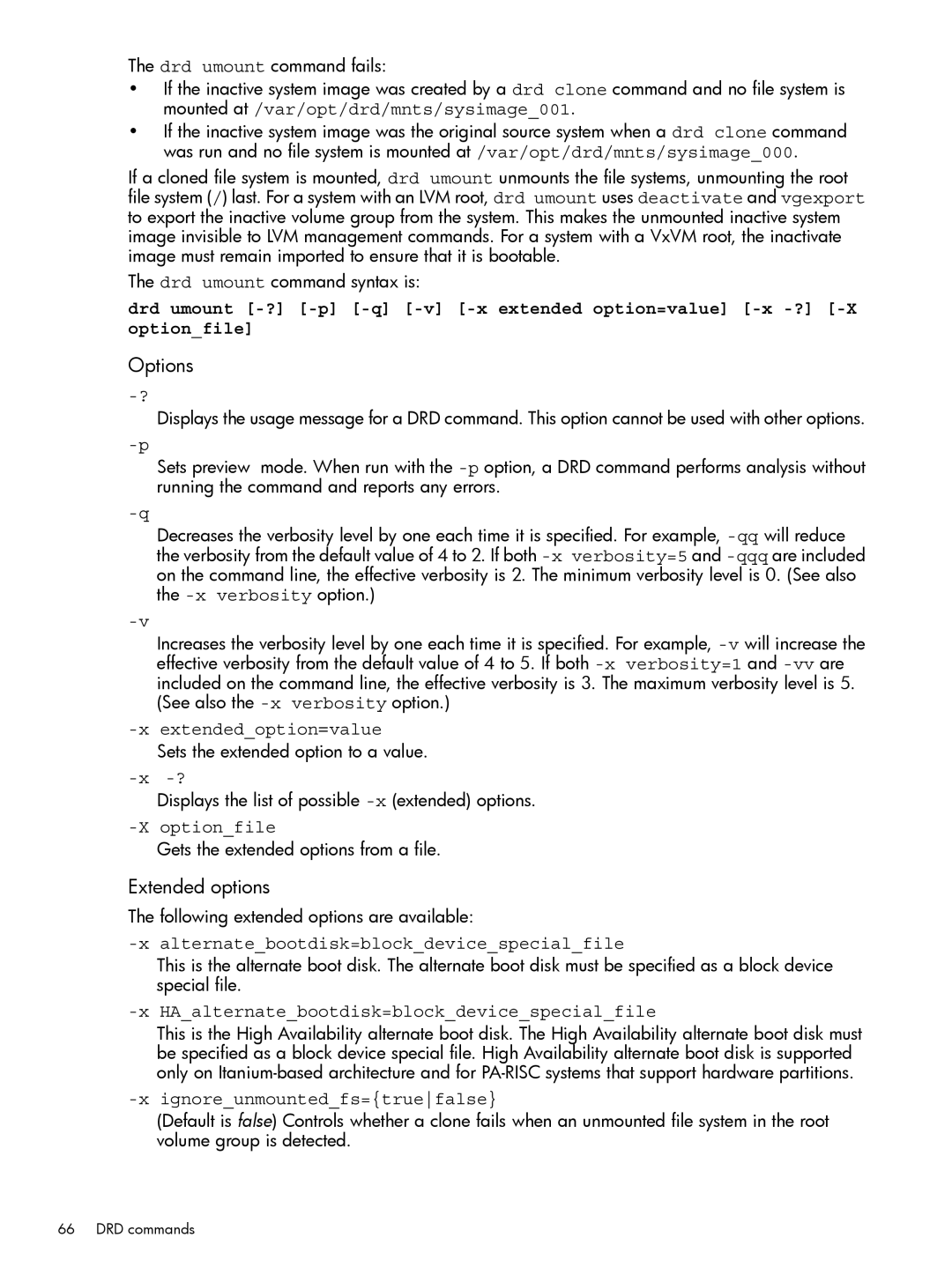 HP Dynamic Root Disk (DRD) manual Alternatebootdisk=blockdevicespecialfile 