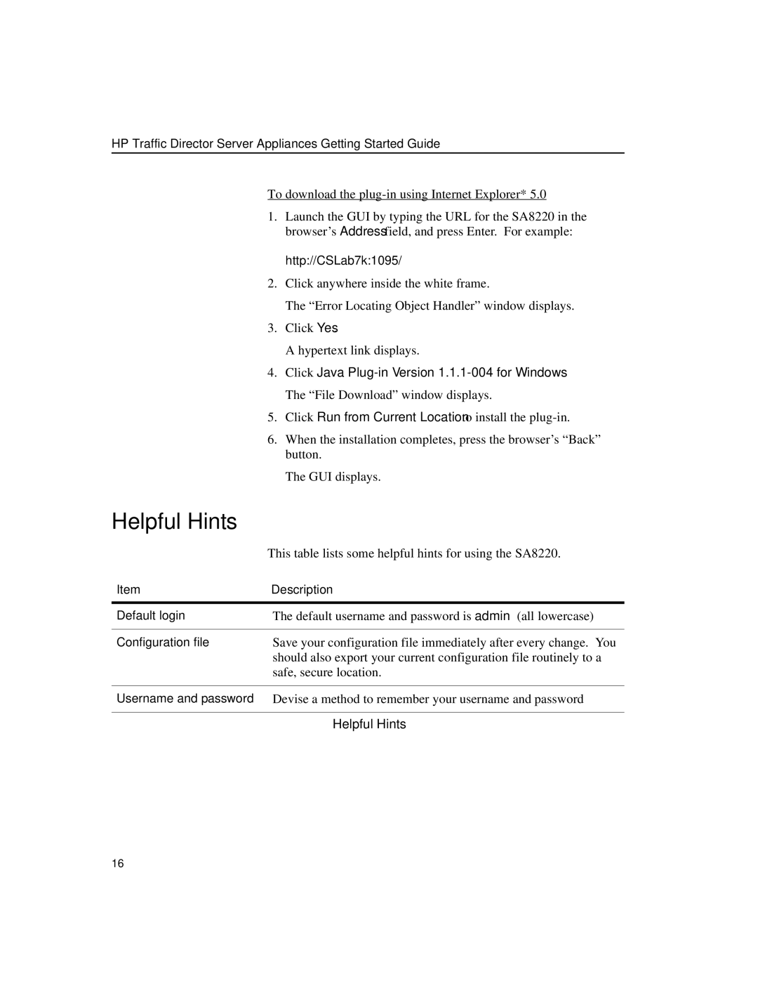 HP e-Commerce Traffic Direr sa8220 manual Helpful Hints 