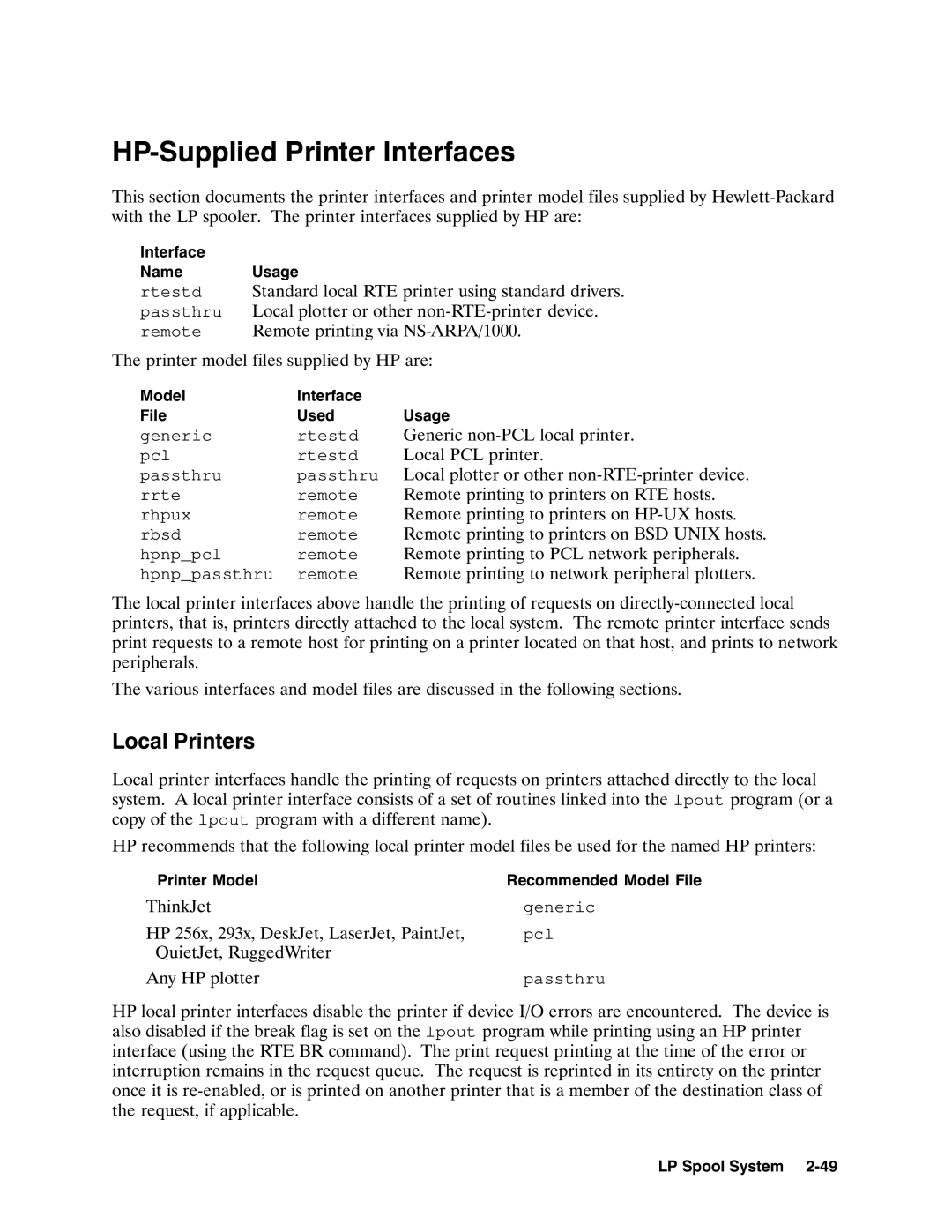 HP E0495 manual Rtestd passthru remote Generic Pcl Passthru 