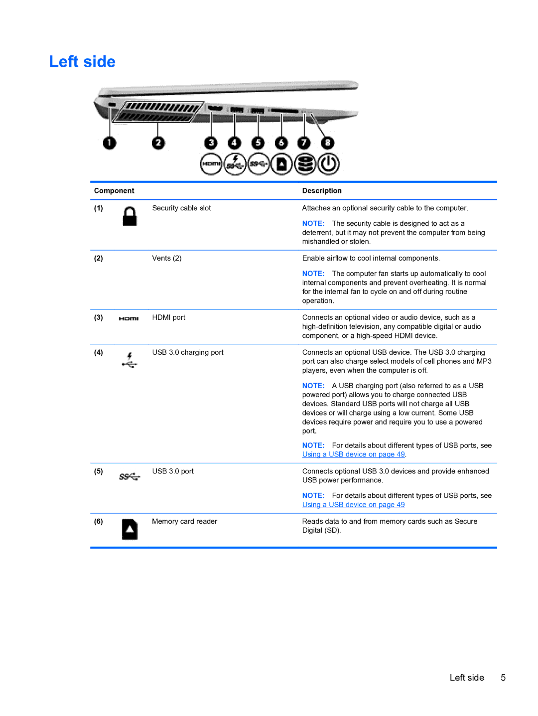 HP E0K10U 15.6 E0K10U#ABA manual Left side 