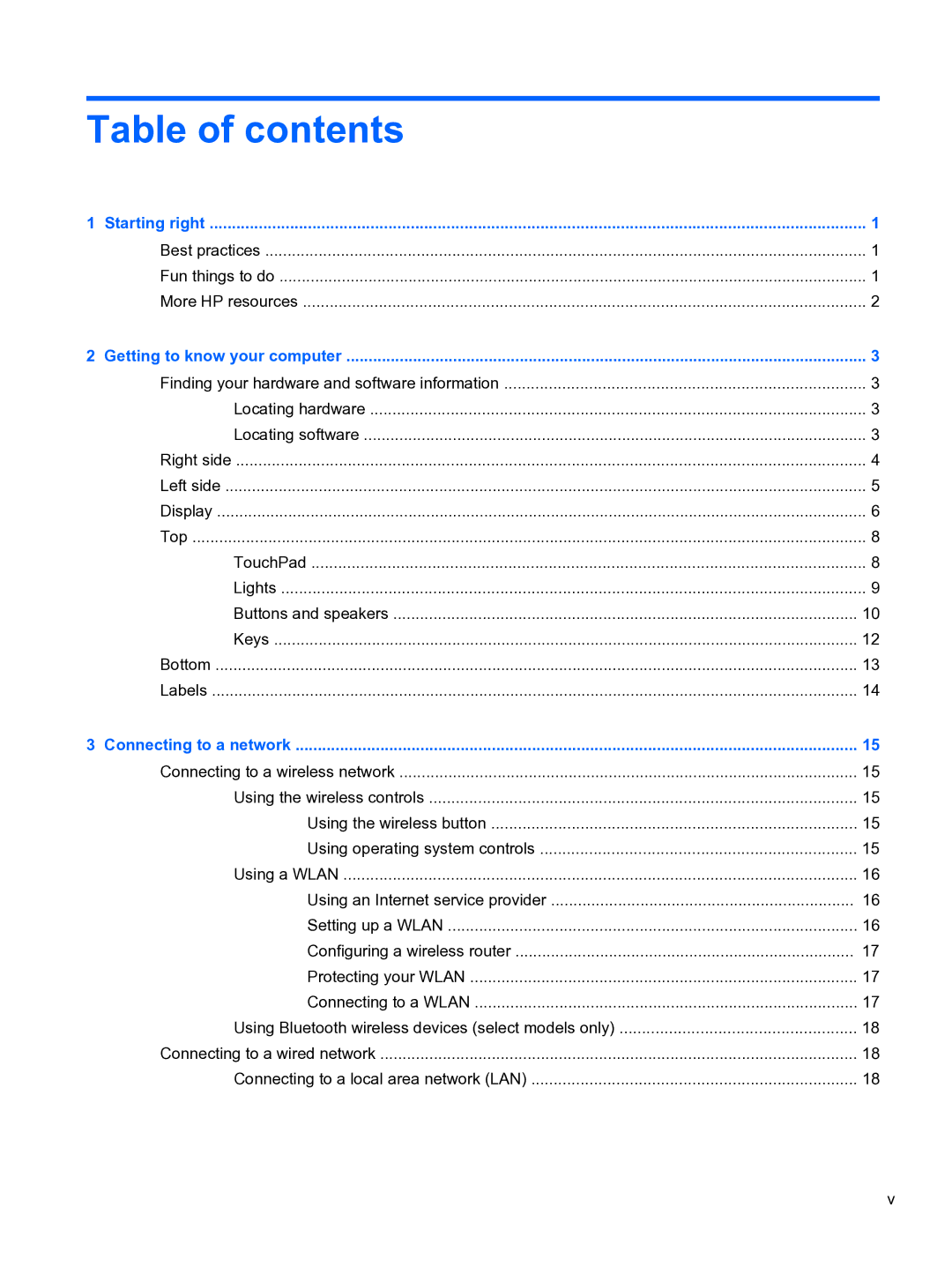 HP E0K10U 15.6 E0K10U#ABA manual Table of contents 