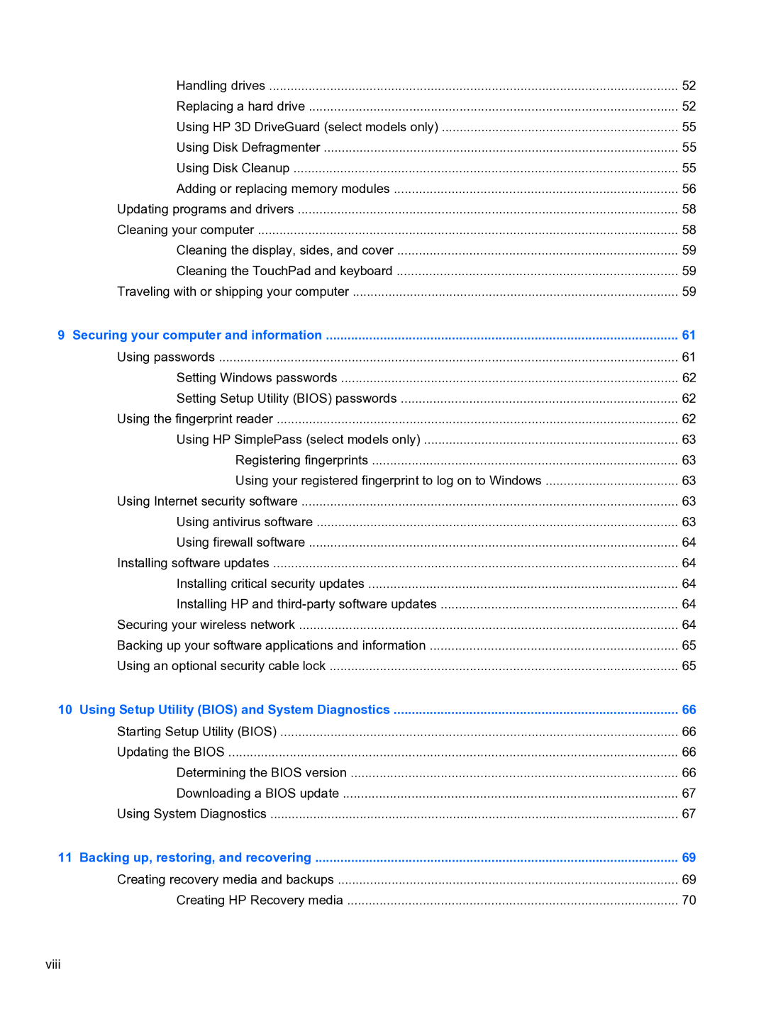 HP E0K10U 15.6 E0K10U#ABA manual Securing your computer and information 