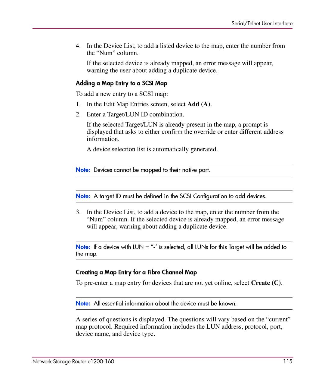 HP e1200-160 manual Adding a Map Entry to a Scsi Map 