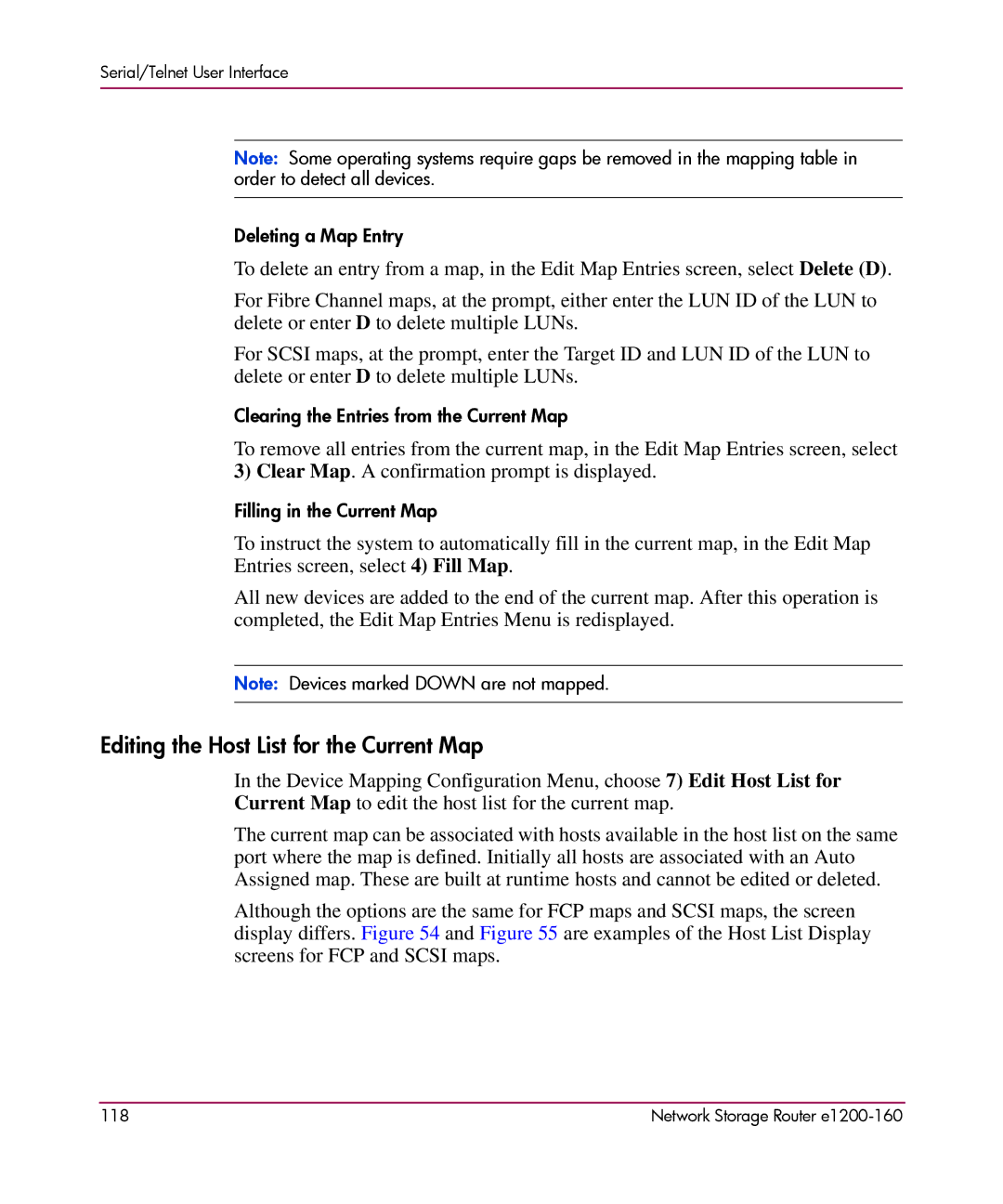 HP e1200-160 manual Editing the Host List for the Current Map 