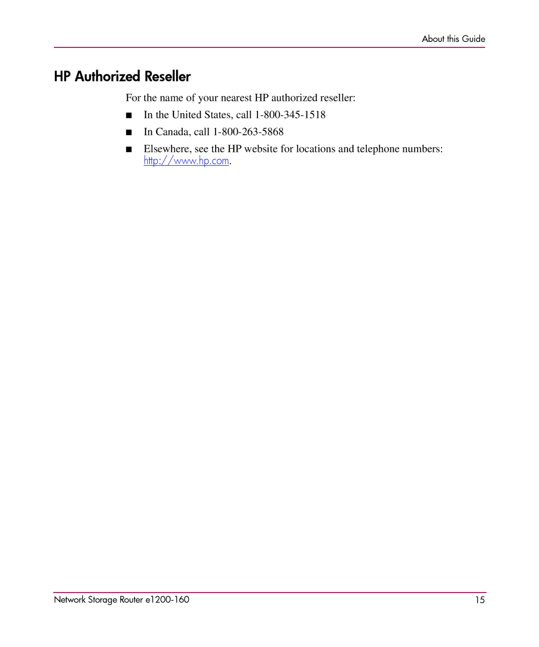 HP e1200-160 manual HP Authorized Reseller 