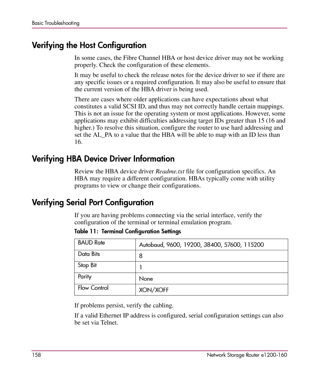 HP e1200-160 manual Verifying the Host Configuration, Verifying HBA Device Driver Information 