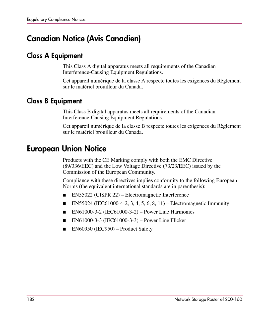 HP e1200-160 manual Canadian Notice Avis Canadien, European Union Notice 