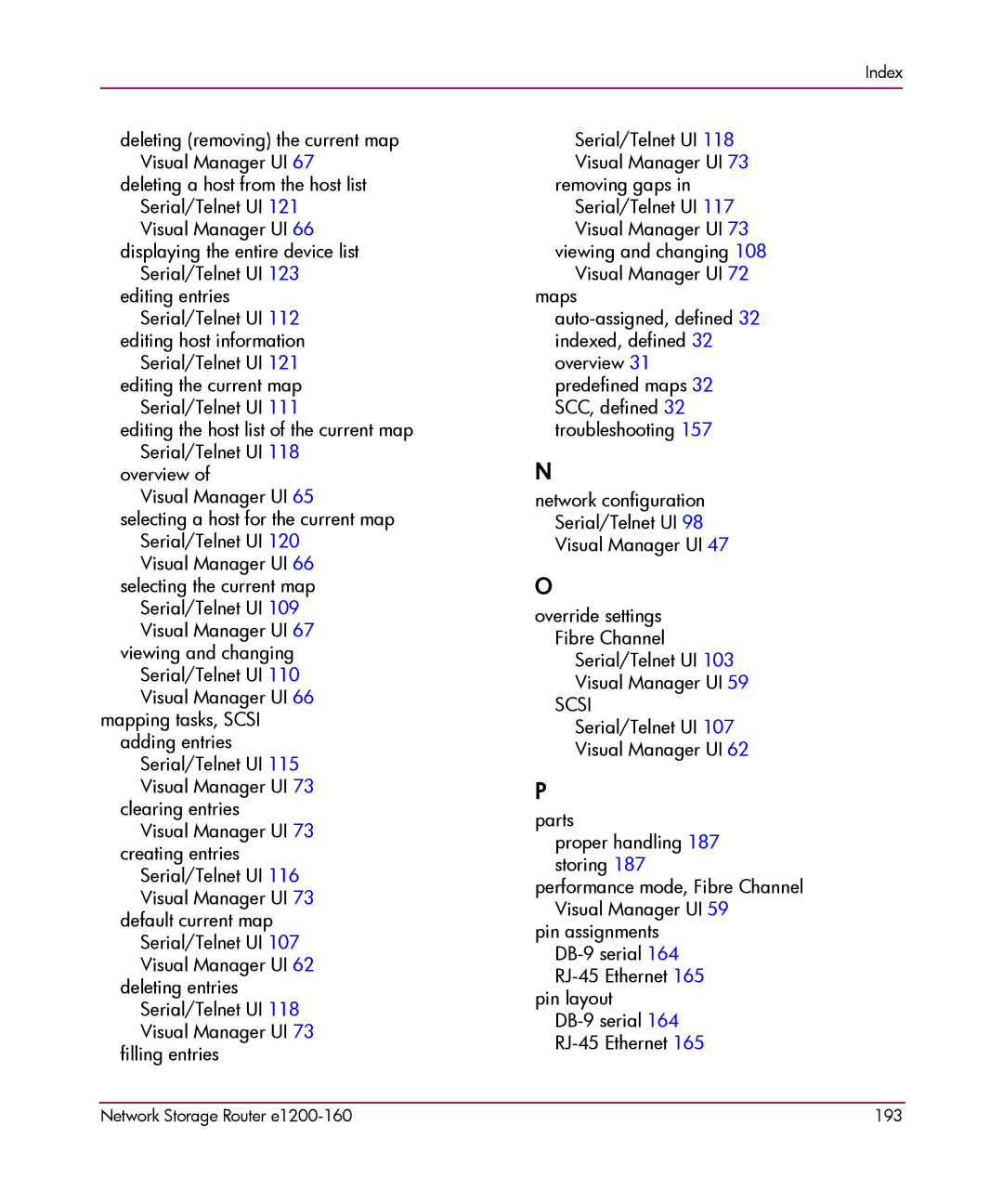 HP e1200-160 manual Visual Manager UI 66 selecting the current map 