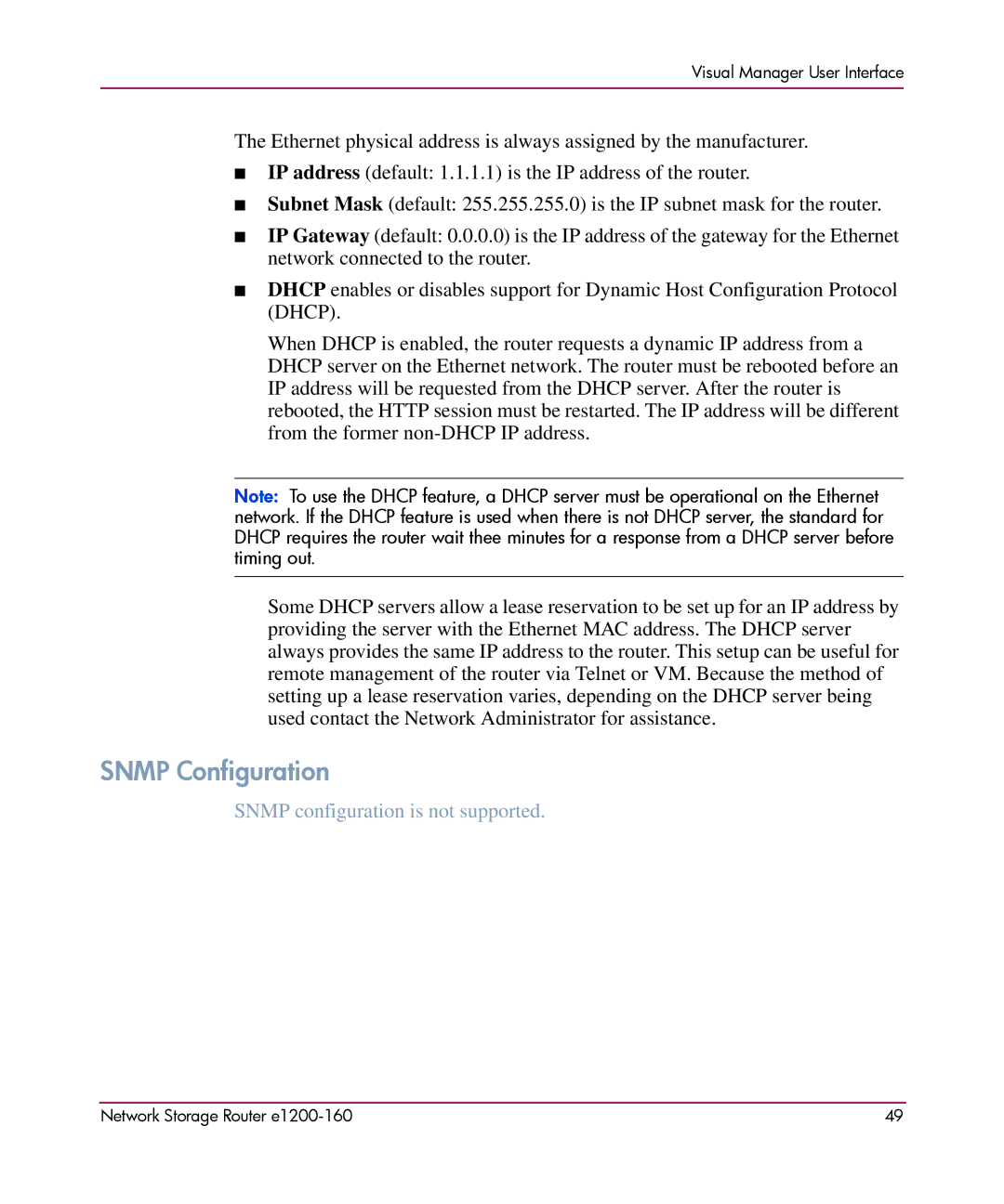 HP e1200-160 manual Snmp Configuration 