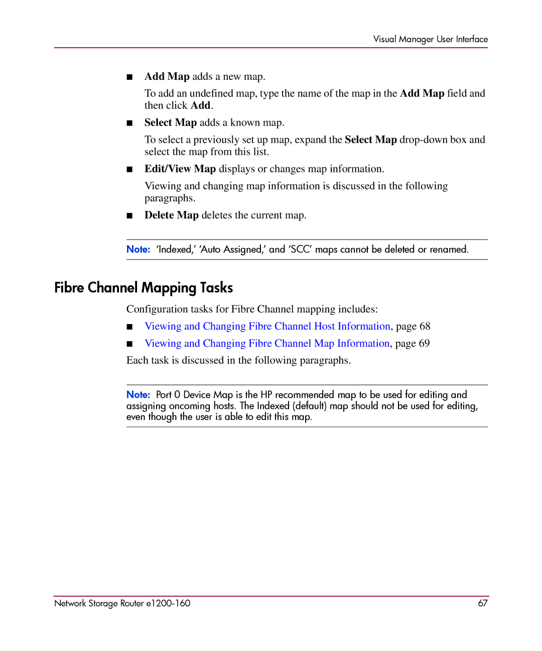 HP e1200-160 manual Fibre Channel Mapping Tasks 