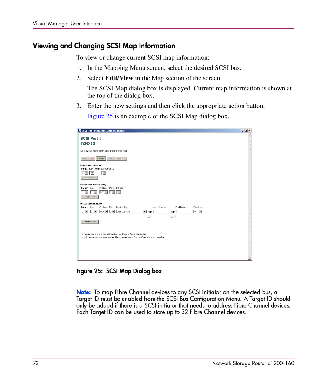 HP e1200-160 manual Viewing and Changing Scsi Map Information, Scsi Map Dialog box 