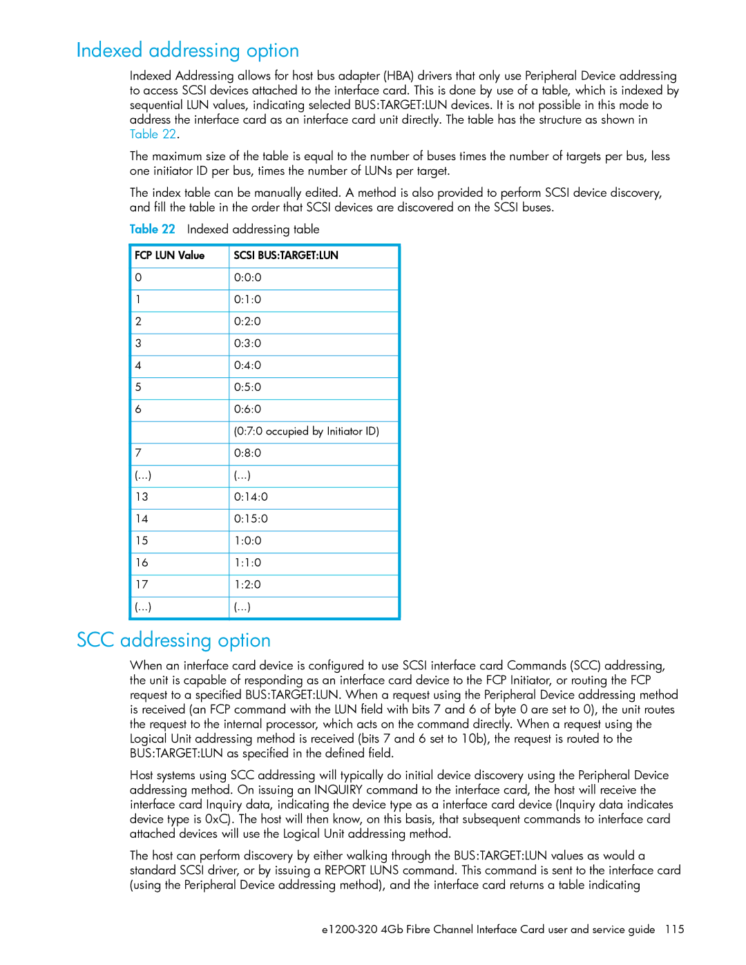 HP E1200-320 manual Indexed addressing option, SCC addressing option 